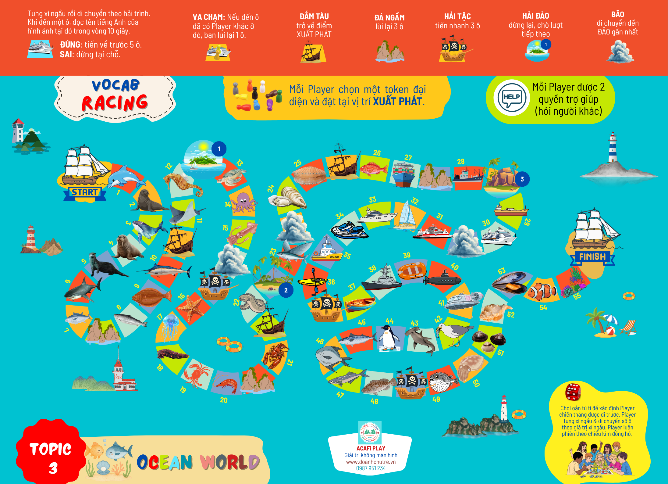 Combo 5 VOCAB RACING (5 CHỦ ĐỀ, 6+ tuổi)
