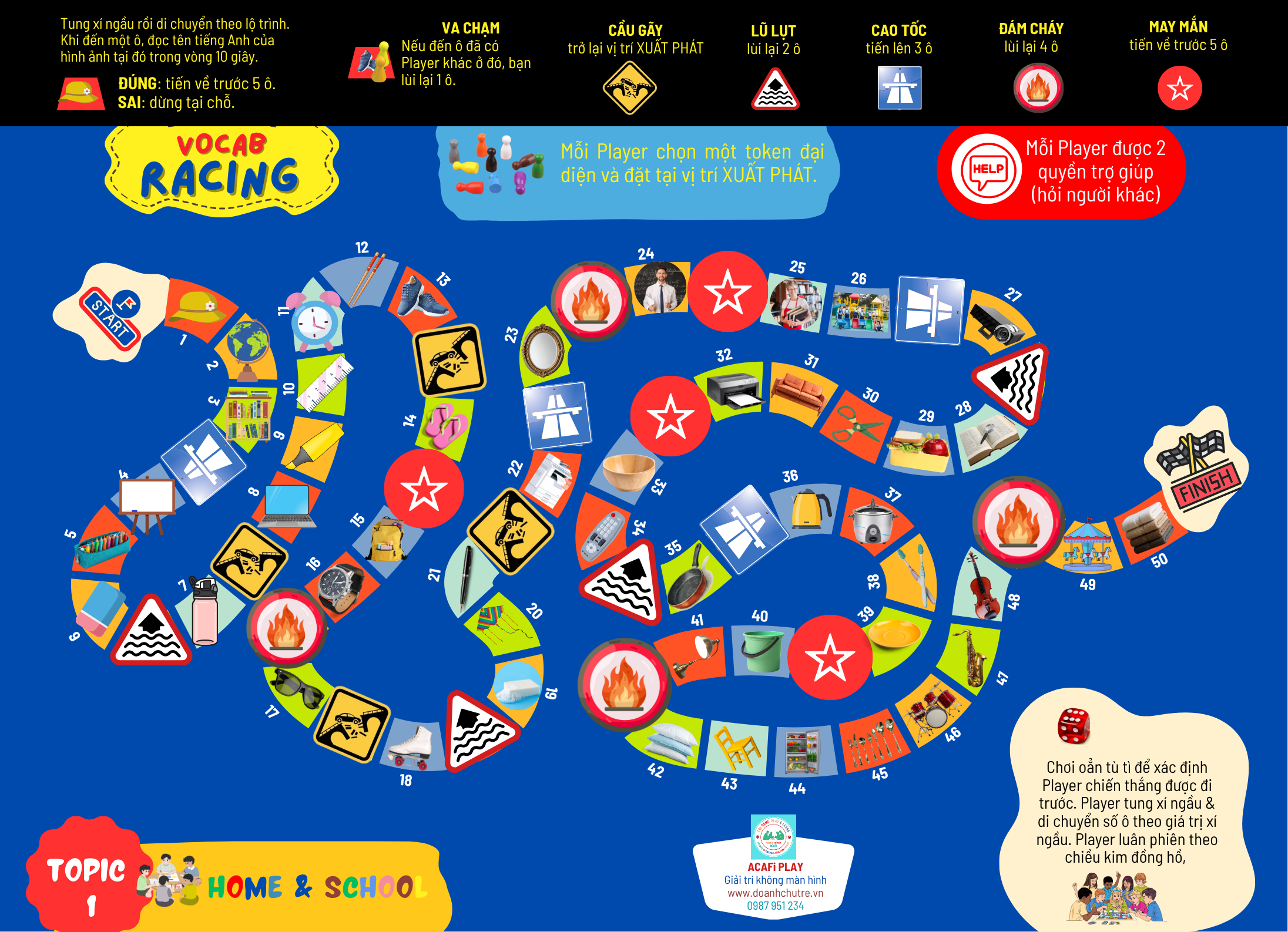 Combo 5 VOCAB RACING (5 CHỦ ĐỀ, 6+ tuổi)